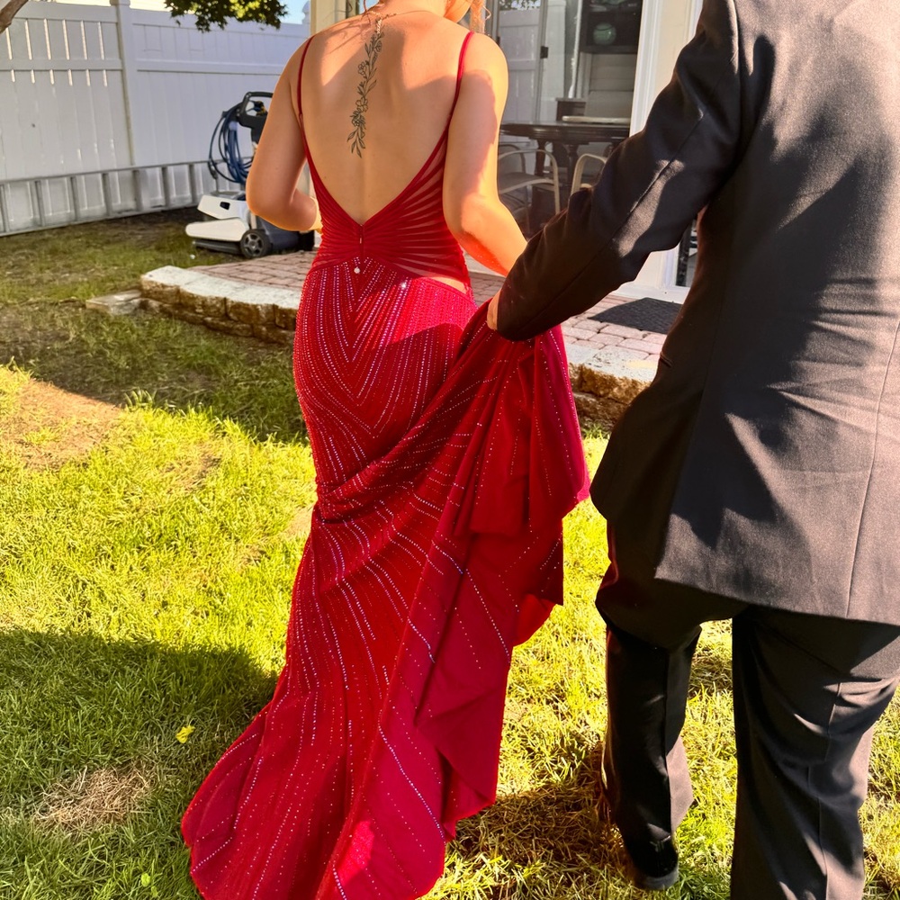 Ellie Wilde Red Rhinestone Prom Dress